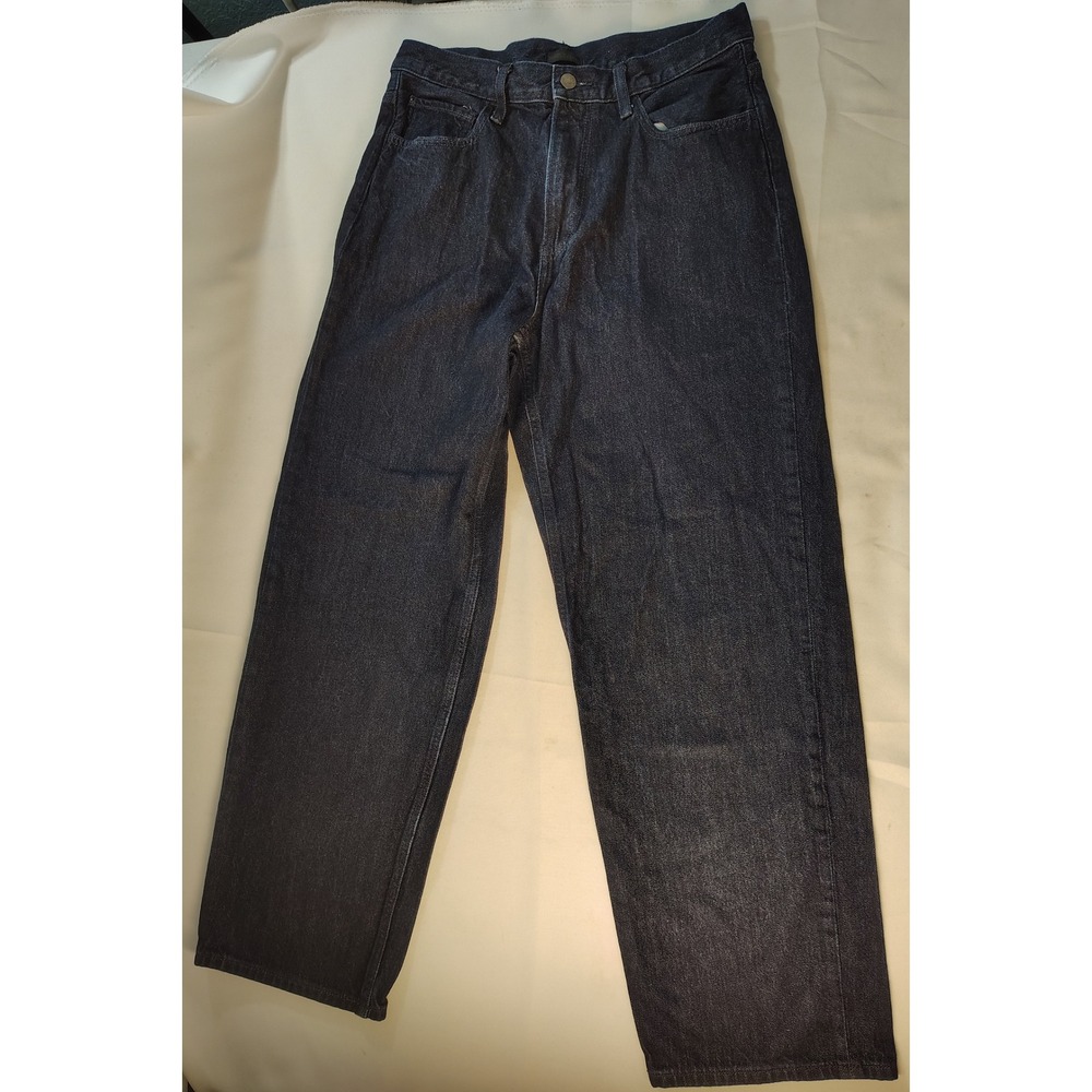 Uniqlo Jeans Mens 31 Wide Fit Work Pants Dark Wash Indigo Denim 321-470542
